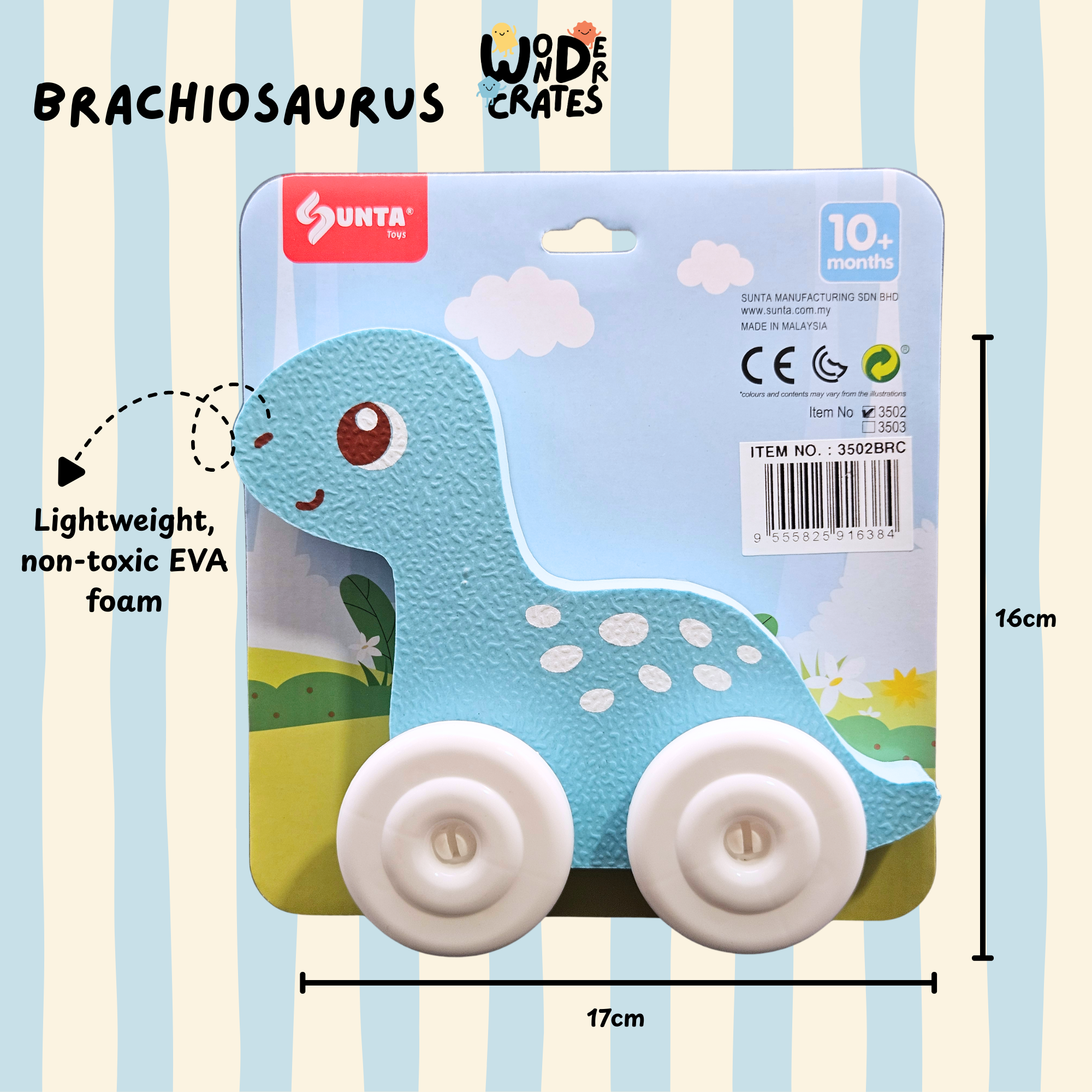 Brachiosaurus Push & Play Foam Toy - Dinosaur Series