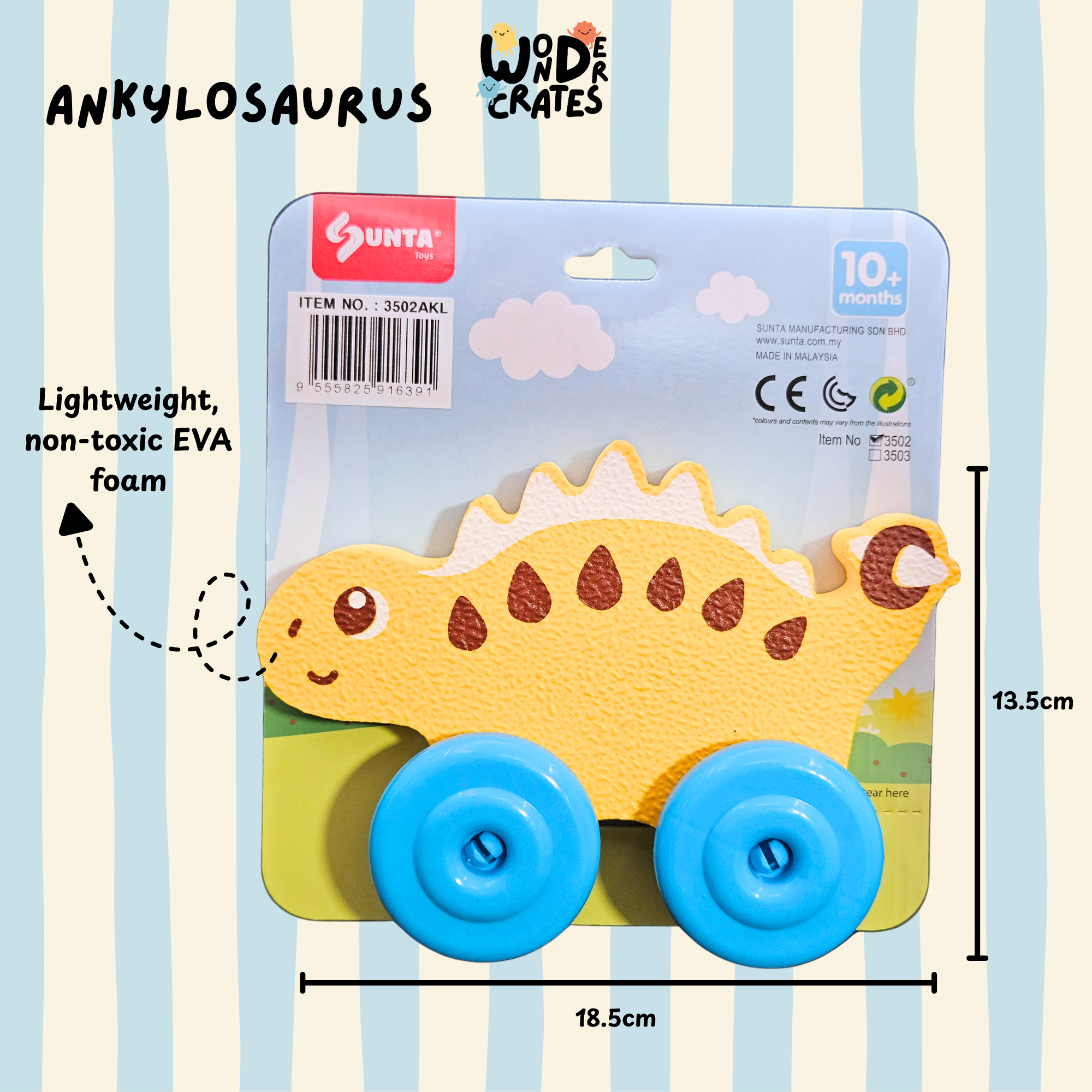 Ankylosaurus Push & Play Foam Toy - Dinosaur Series