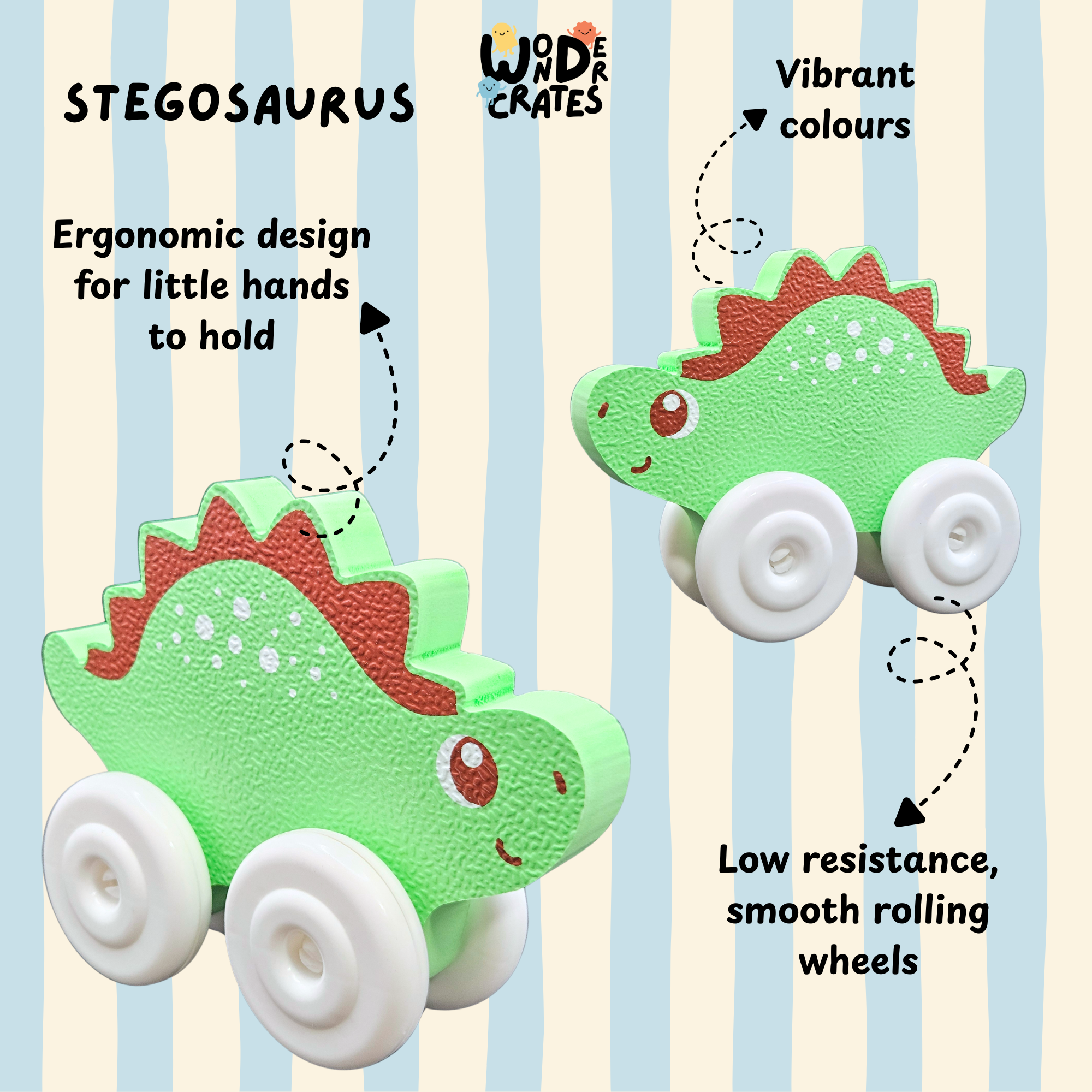 Stegosaurus Push & Play Foam Toy - Dinosaur Series