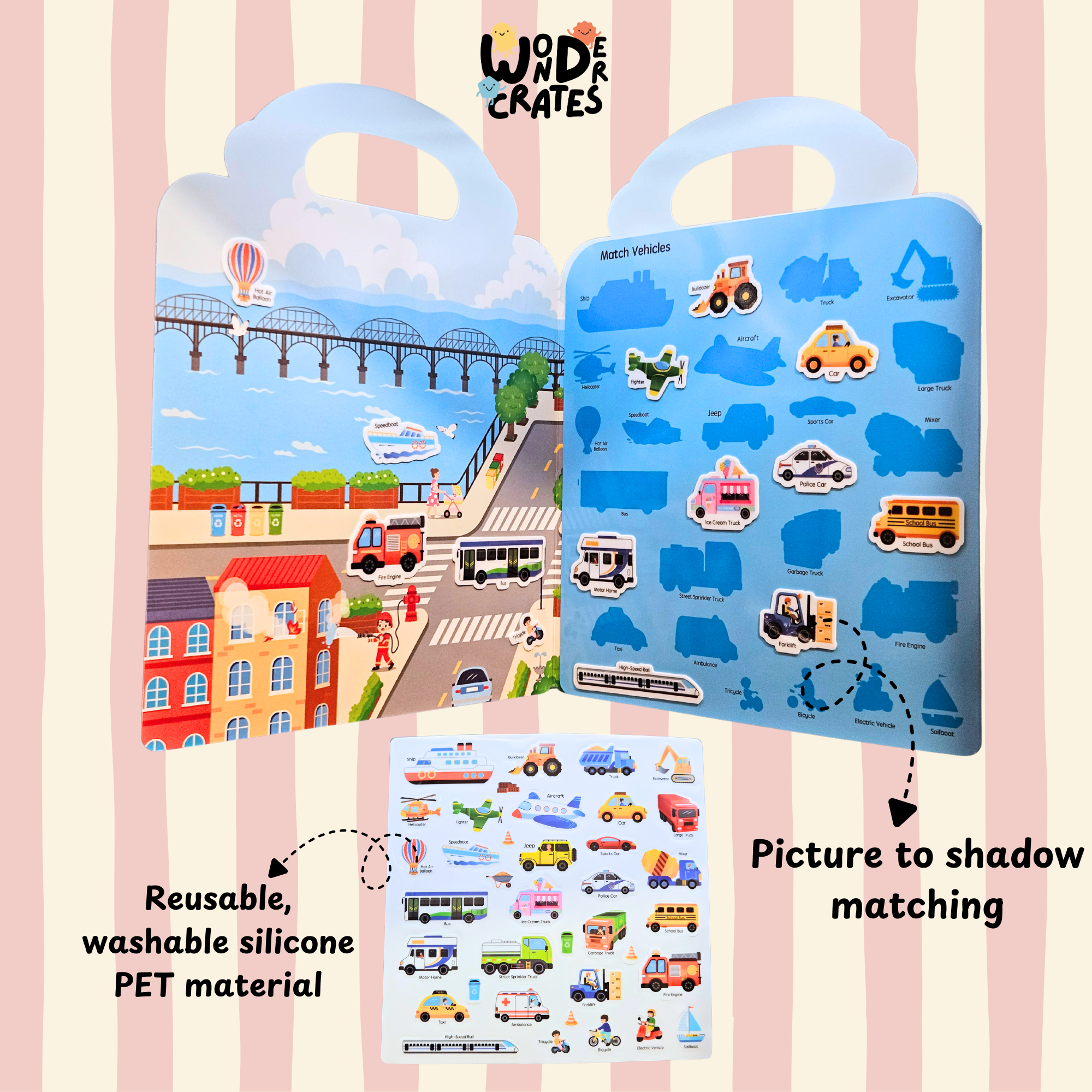 Vehicles Reusable Jelly Sticker Book