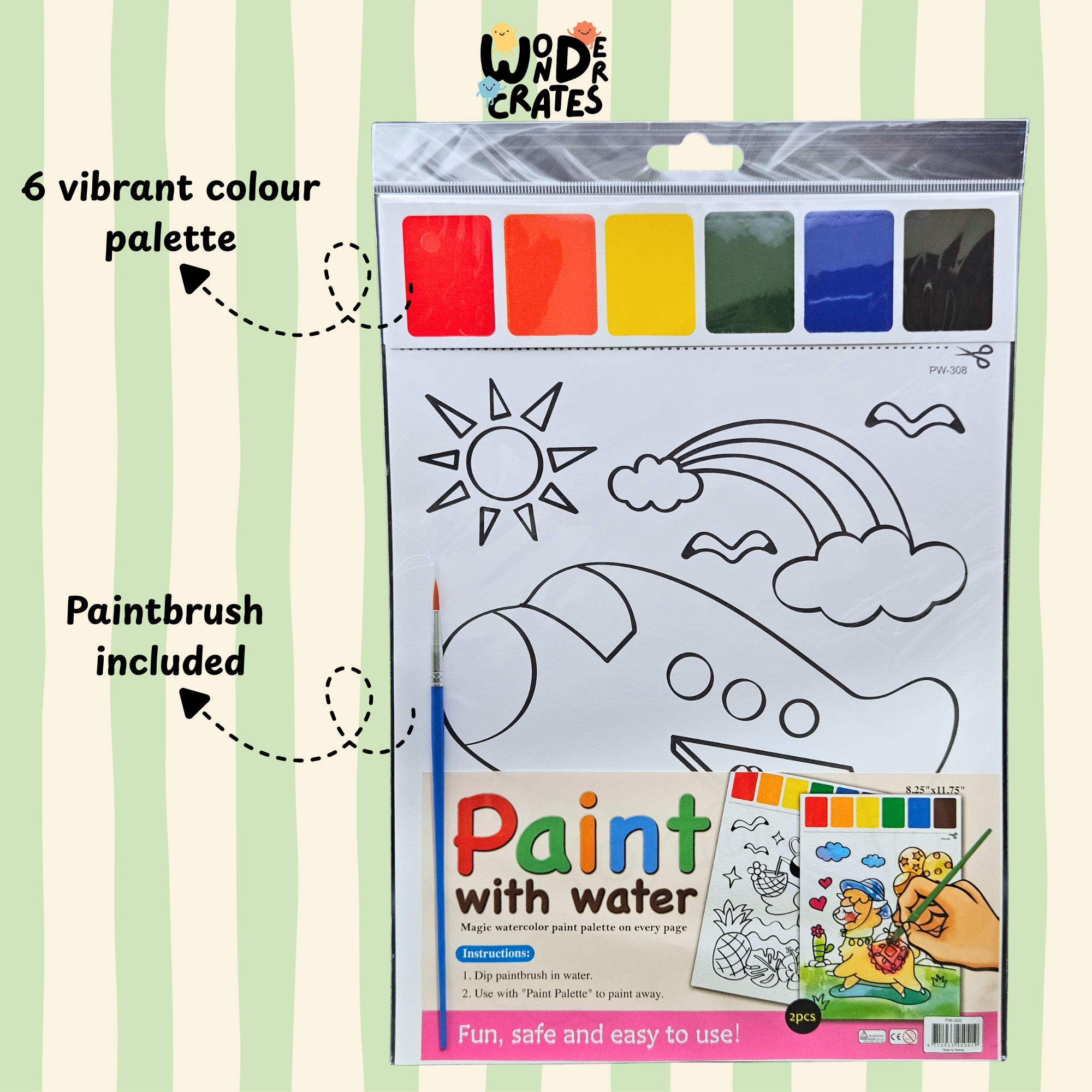Airplane Paint with Water Sheets (2-Sheet Set) – Includes Brush & Paint Palette