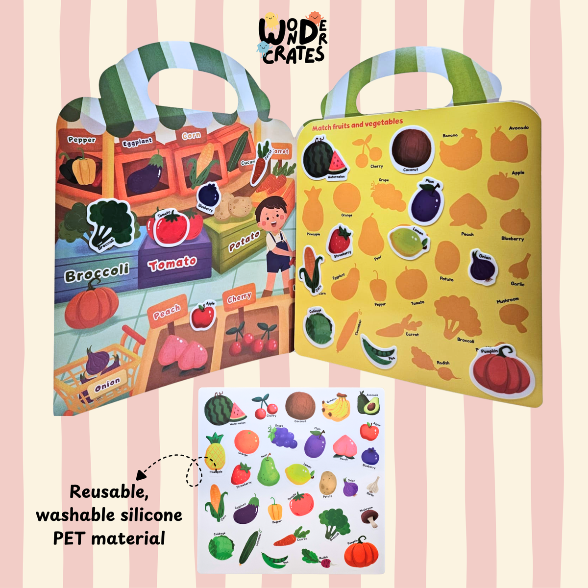 Fruits & Vegetables Reusable Jelly Sticker Book