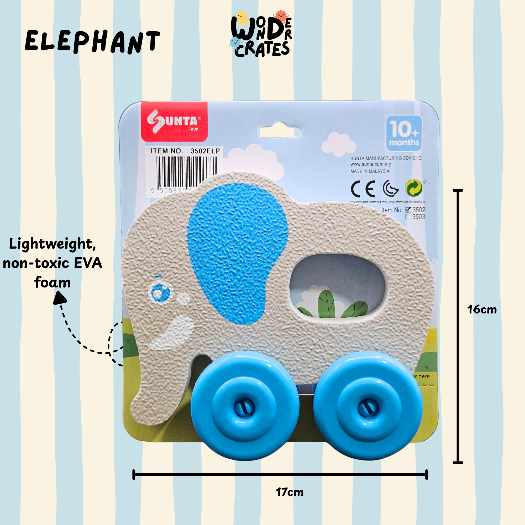 Elephant Push & Play Foam Toy - Animal Series