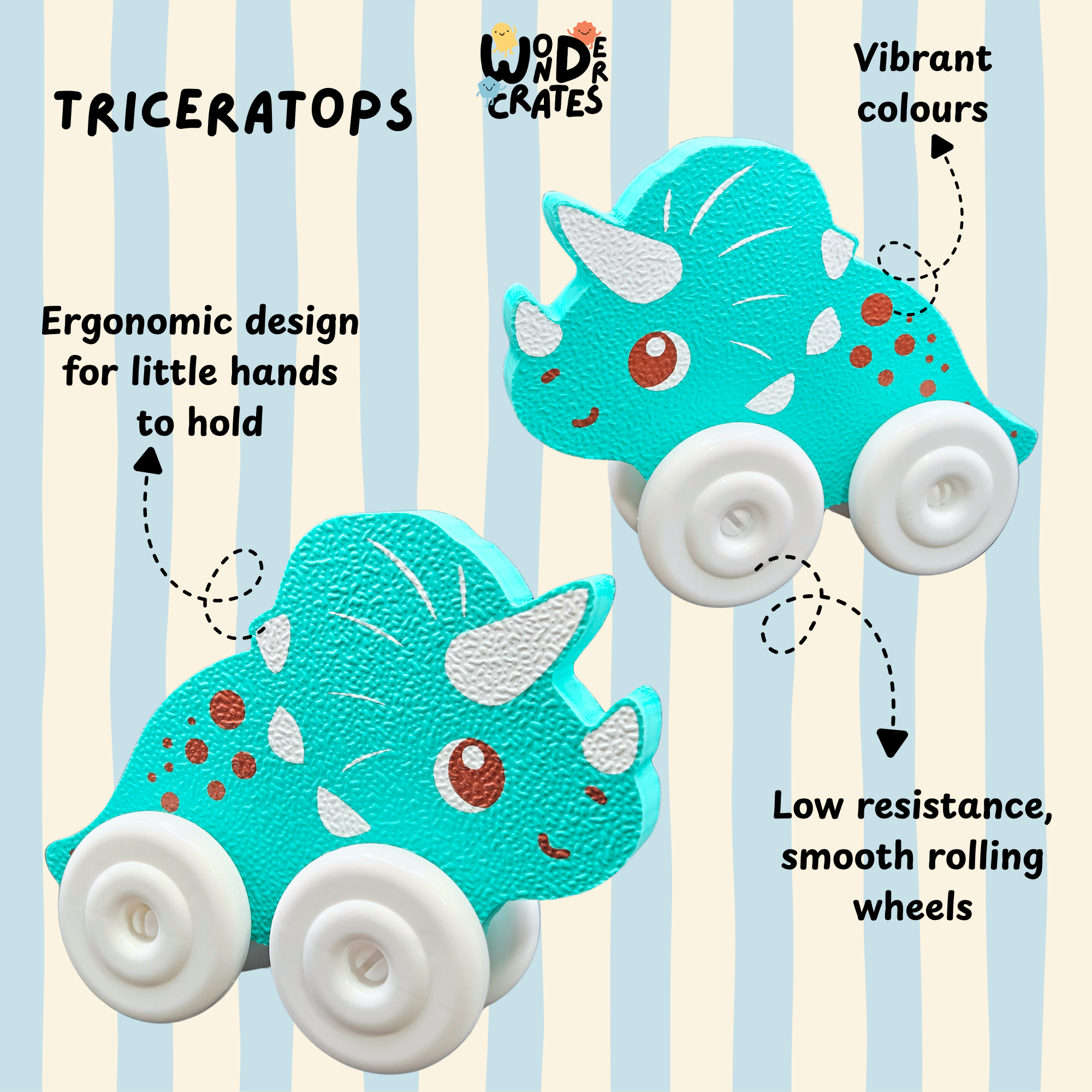 Triceratops Push & Play Foam Toy - Dinosaur Series